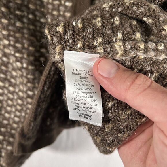 Coldwater Creek Wool Blend Cardigan Women's Medium Brown Button Up Long Sleeve - Picture 6 of 9
